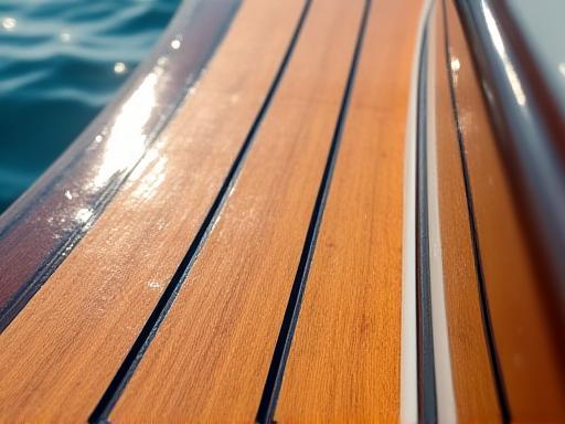 Pulizia professionale del teak su una barca di lusso